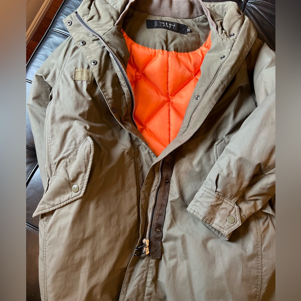 RAG & BONE  Bullet Olive Green Parka/Anorak Down Filled Jacket - Picture 11 of 13